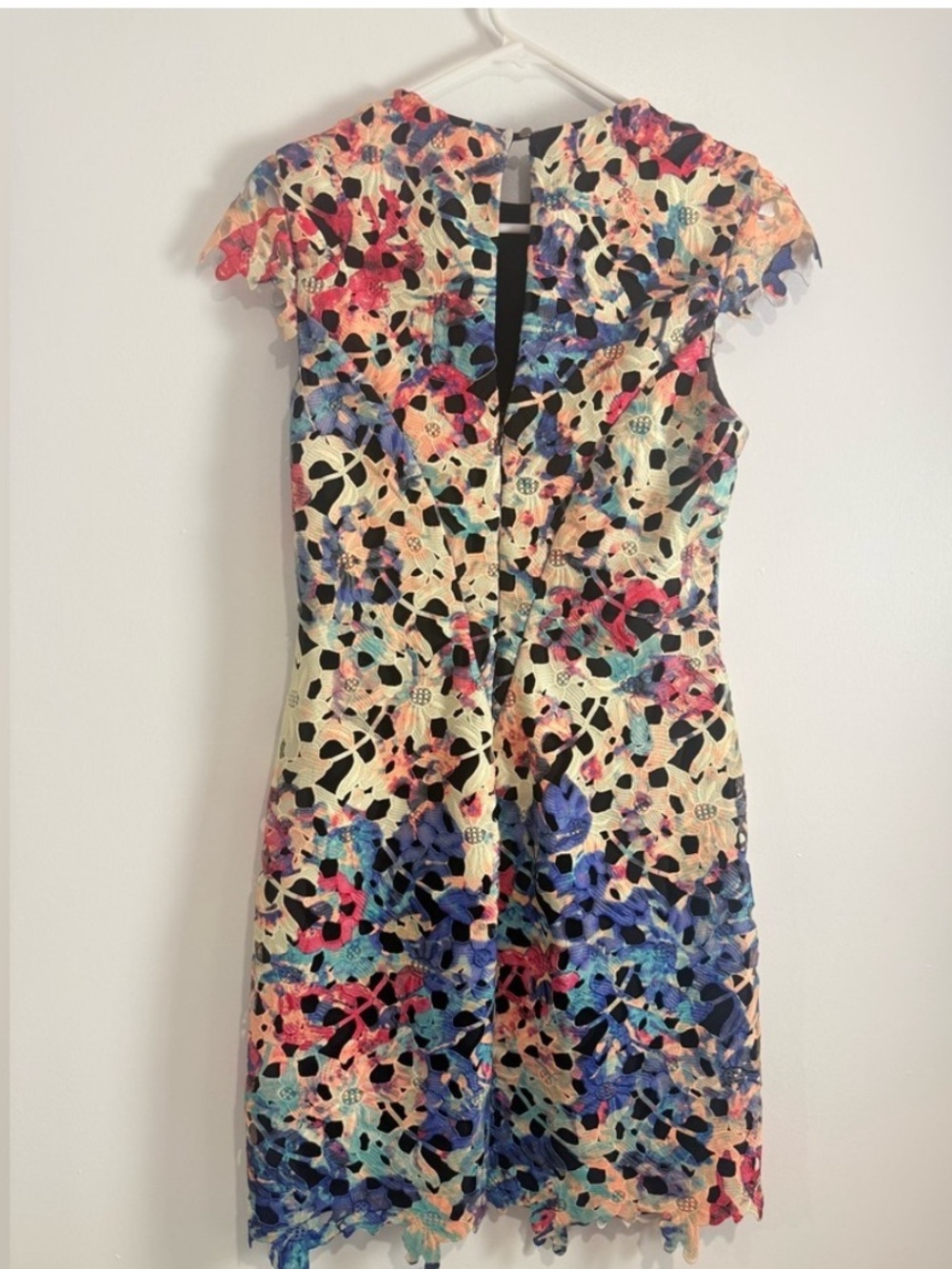 Nicole Miller Collection Multicolor Punched Lace Midi Mini Dress - size 4